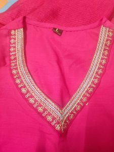 Vibrant Pink Embroidered Kurta Set