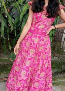 Stunning Pink &amp; Gold Embellished Dress