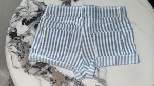low waist Striped Denim Shorts