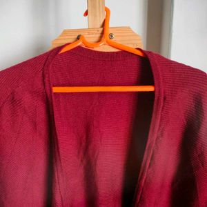 Chic Maroon Knit Cardigan