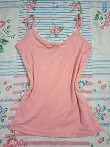 Soft Pink Cami Top with Lace Trim