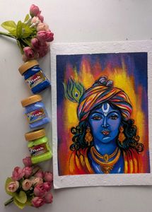 Handmade Krishna Painting On sheet Gsm 300