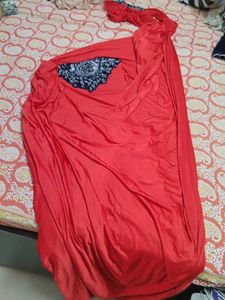 Red Ready to wear saree with violet colour Blouse