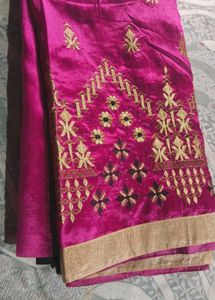Vibrant Pink Embroidered Silk Saree