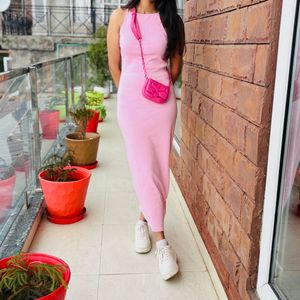 Pink Bodycon Midi Dress