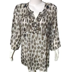 Chic Leopard Print Ruffled Tunic Top