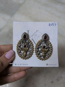 Oxidized Silver & Gold Tone Earrings