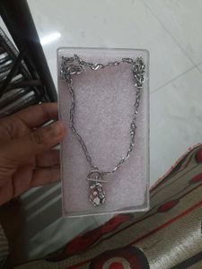 Chunky Silver Chain Necklace with Pendant