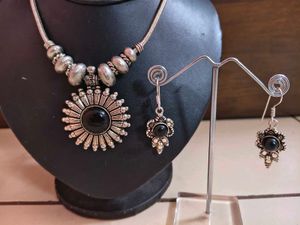 boho silver Necklace &amp; Earring Set