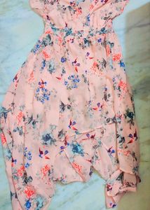 Light Peach Flower Dress For Girl 30 Bust