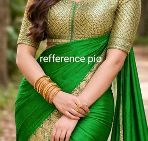 Green & Gold Border Saree with Blouse
