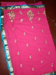 Pink Embroidered Saree