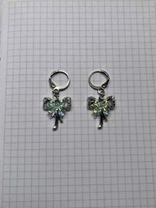Sparkling Bow Drop Earrings 🩵