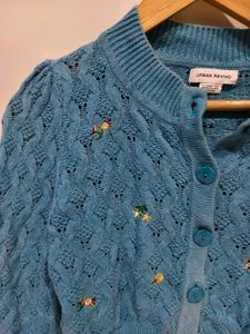 Blue Embroidered Cardigan