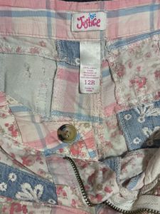 justice patchwork-style shorts