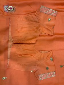 Orange Embroidered Saree