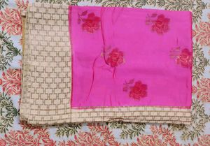 Vibrant Pink Floral Saree