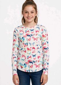 Cute Butterfly Print Long Sleeve Top