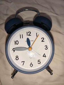 Retro Twin Bell Alarm Clock Matte Metal blue