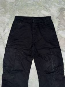 Black Wide Leg Cargo Pants