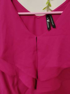 Vibrant Pink Ruffle Crop Top