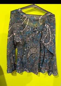 Chic Paisley Print Sheer Tunic Top