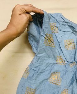 Stylish Blue baby top with Gold Print