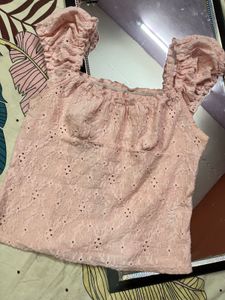 Pink Lace Off-Shoulder Top