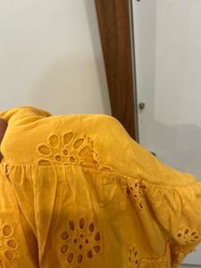 Orange Eyelet Tiered Mini Dress- similar to zara