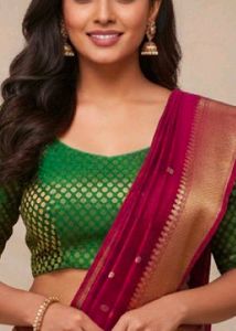 Elegant Green Brocade Blouse