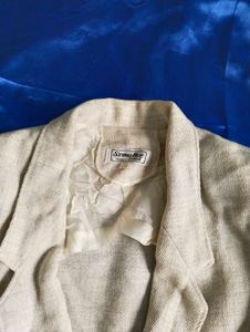 Length 24,Vintage Beige Blazer Jacket