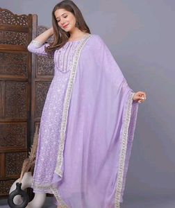 Lavender Anarkali Kurta Set