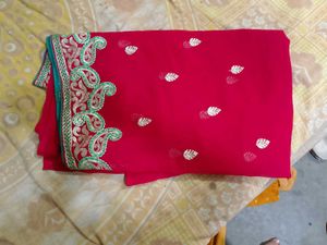 Beautiful Red Embroidered Saree 8 set
