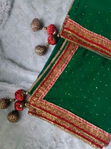 vintage Emerald Green Embellished Dupatta