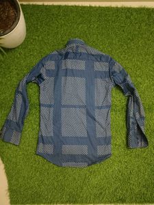 Men's Blue Geometric Print Shirt