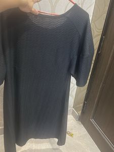 Chic Textured Black Midi Dress