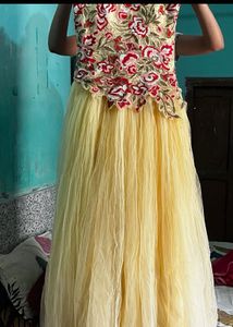 Embroidered Yellow Ethnic Gown