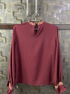 DARK COLOURED HIGH NECK MADAME SHIRT