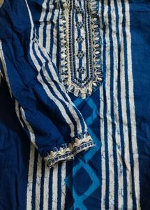 Blue Striped Kurta Set