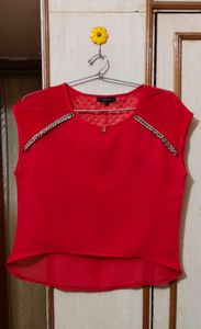 Madame Women  Red Solid Layered Top
