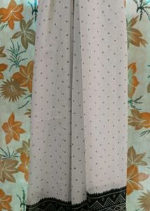 Elegant White dupatta with Black Border