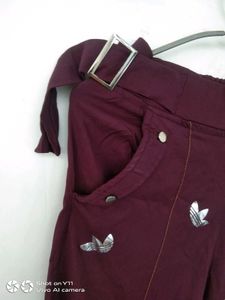 Adidas Burgundy Pants with Trefoil Logo