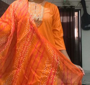 Elegant Orange Kurta Set with Dupatta