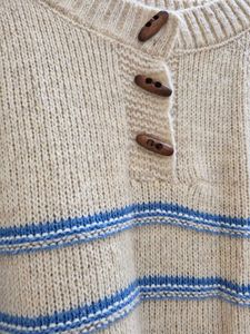 Cream &amp; Blue Striped Knit Sweater