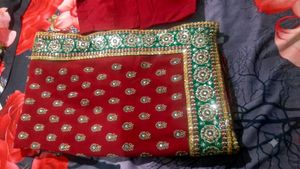 Red Embroidered Saree