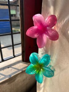 Floral Hair Clips - Pink & Teal