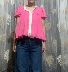 🚨‼️🚨‼️ price drop Cute Pink top size small can w