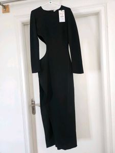 Zara Chic Black Cut-Out Long Sleeve Dress