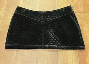 Black Quilted Velvet Ultra Mini Skirt