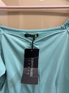 Teal Square Neck Button Down Dress